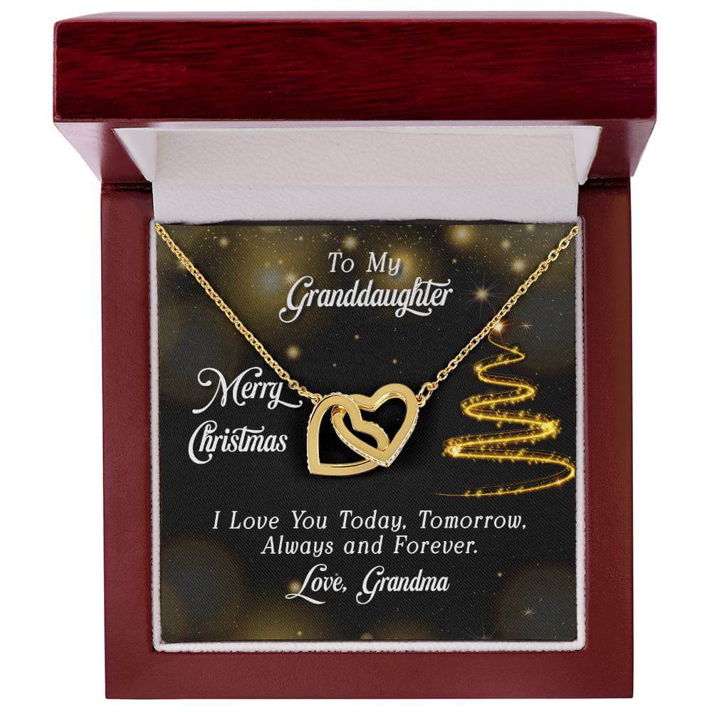 18K Gold Finish Christmas Gift for Granddaughter - Interlocking Hearts Necklace