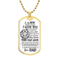 I Love You Military Chain Necklace for Son – Personalized Engraved Gift