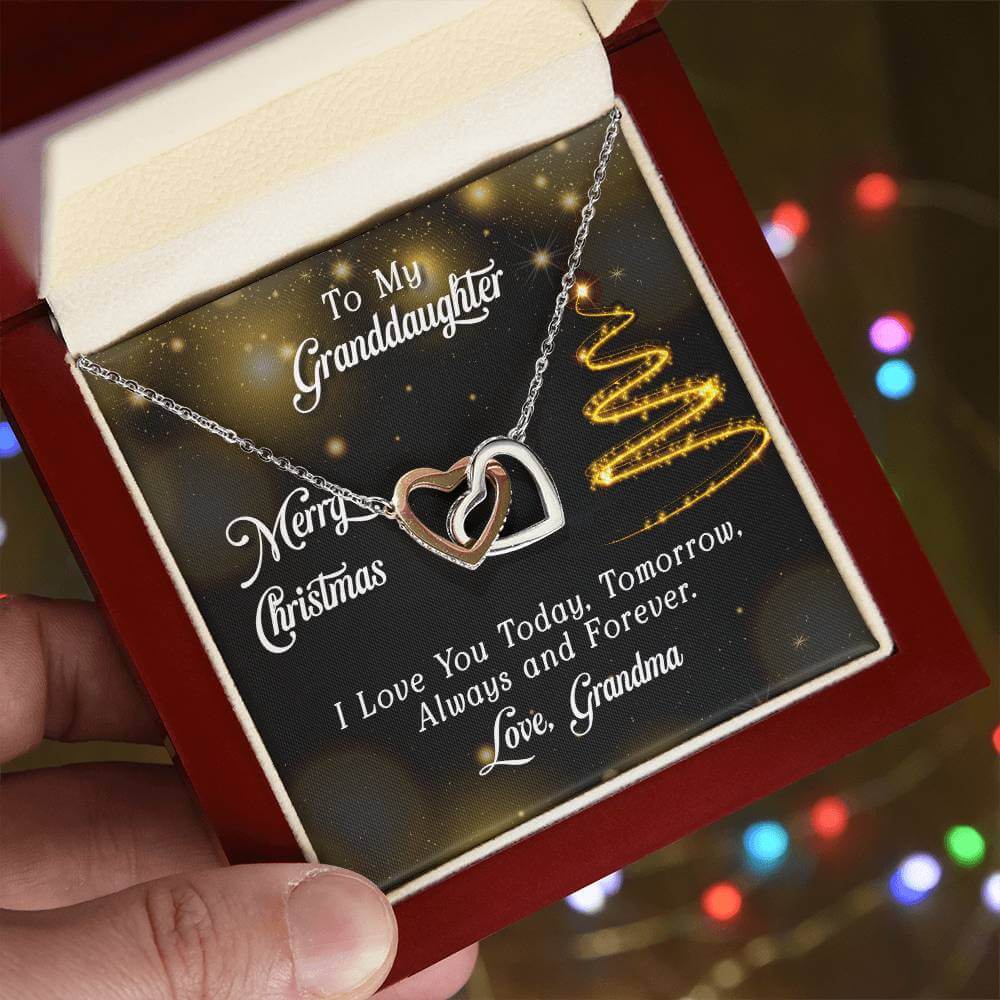 Interlocking Hearts Necklace - Perfect Christmas Gift for Granddaughter
