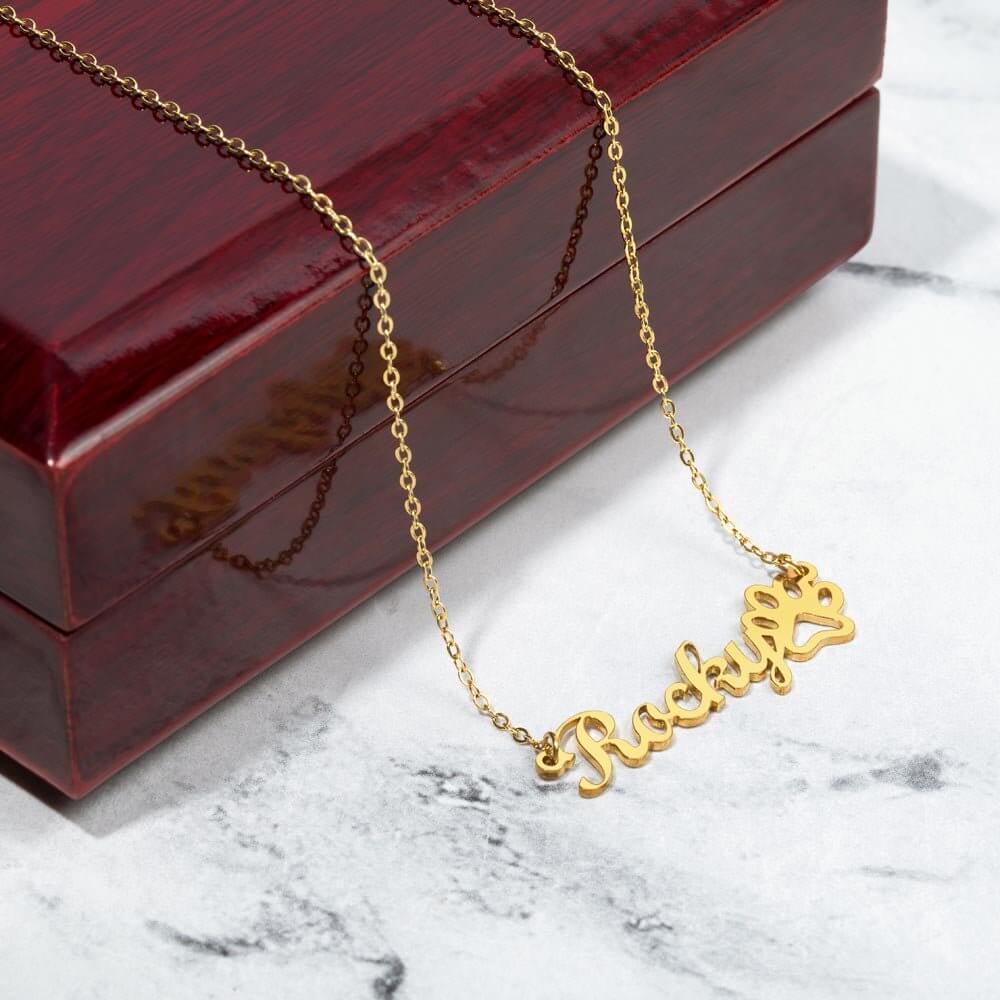 Personalized Name Necklace with Paw Print Pendant for Pet Lovers (No MC) - PrittiJewelry