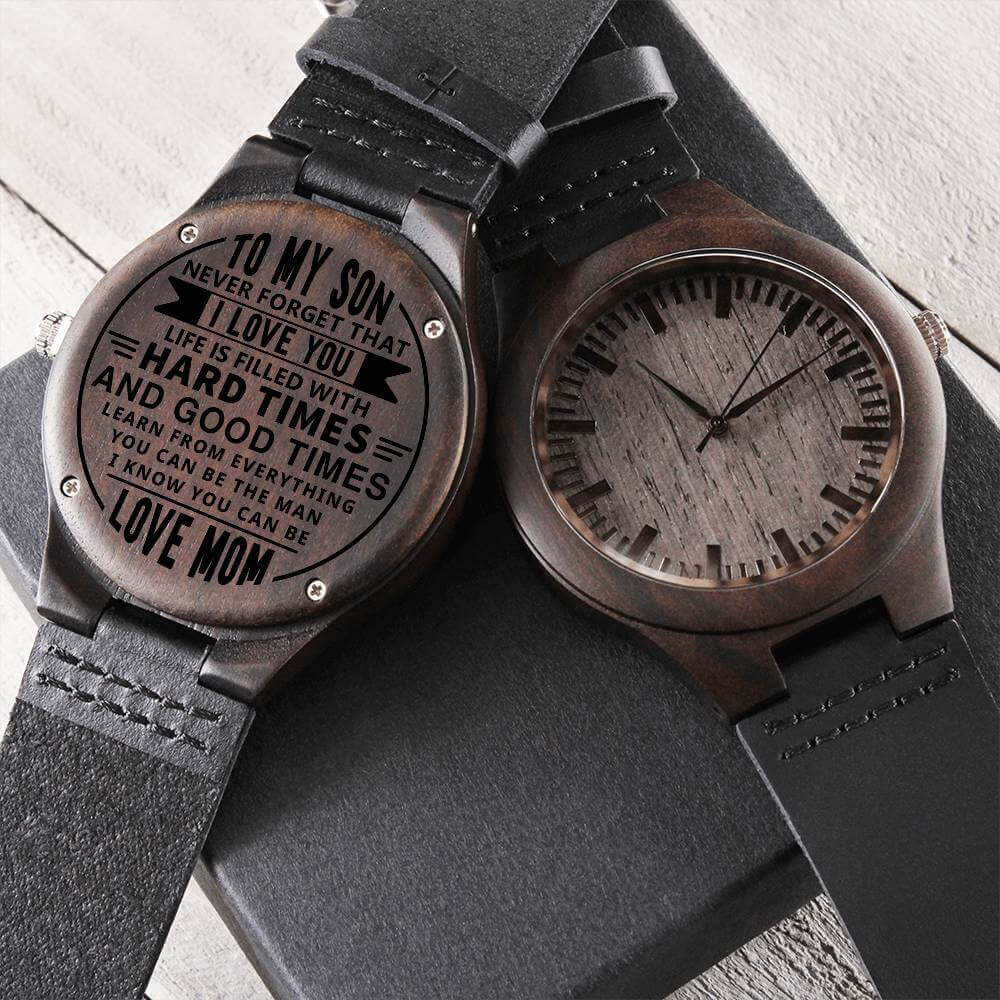 Engraved Wooden Watch for Son - Personalized Gift for Any Occasion - PrittiJewelry