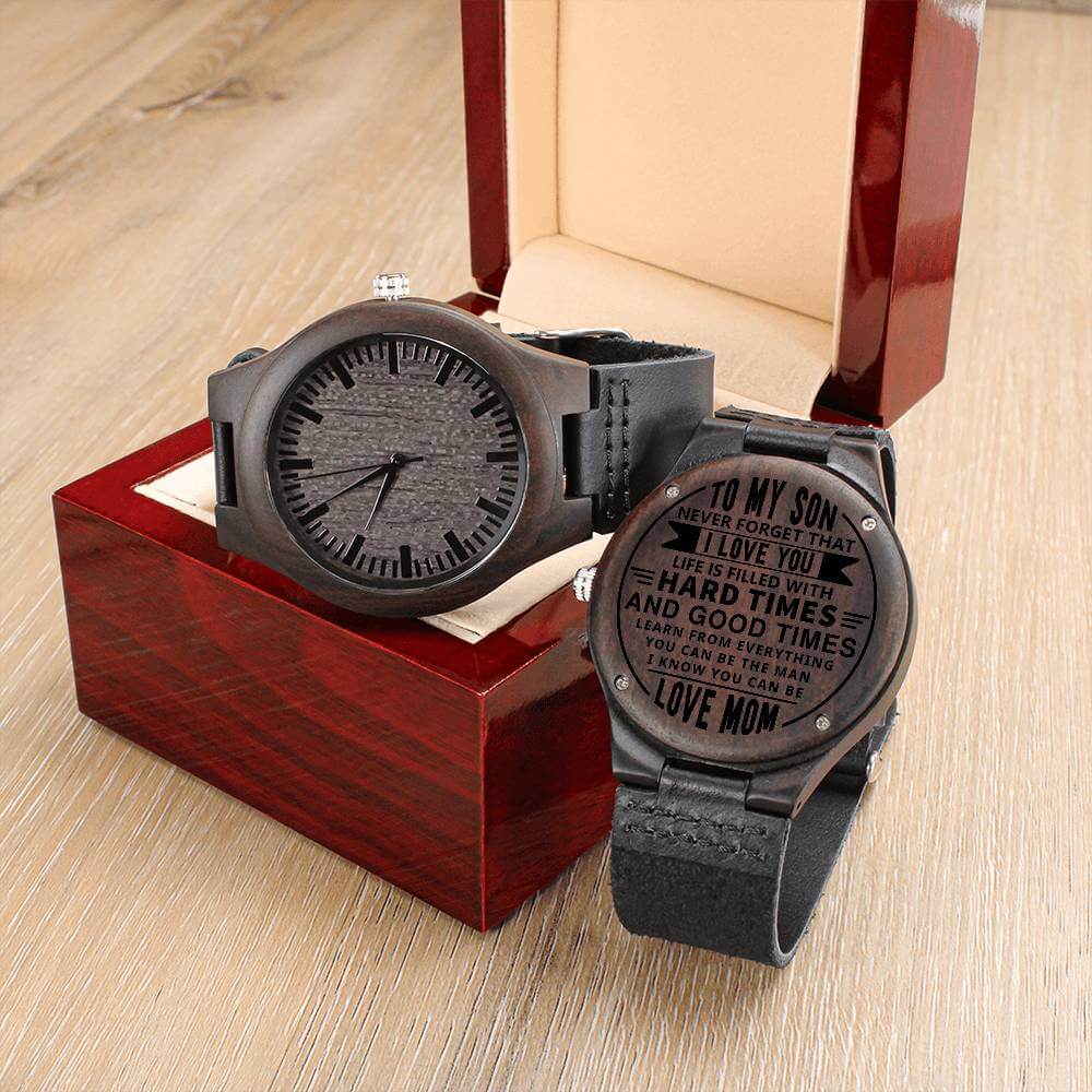 Engraved Wooden Watch for Son - Personalized Gift for Any Occasion - PrittiJewelry