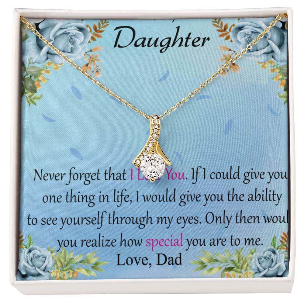 To My Daughter - Alluring Beauty Necklace (Yellow & White Gold Variants) with MC - A Timeless Gift of Love - PrittiJewelry