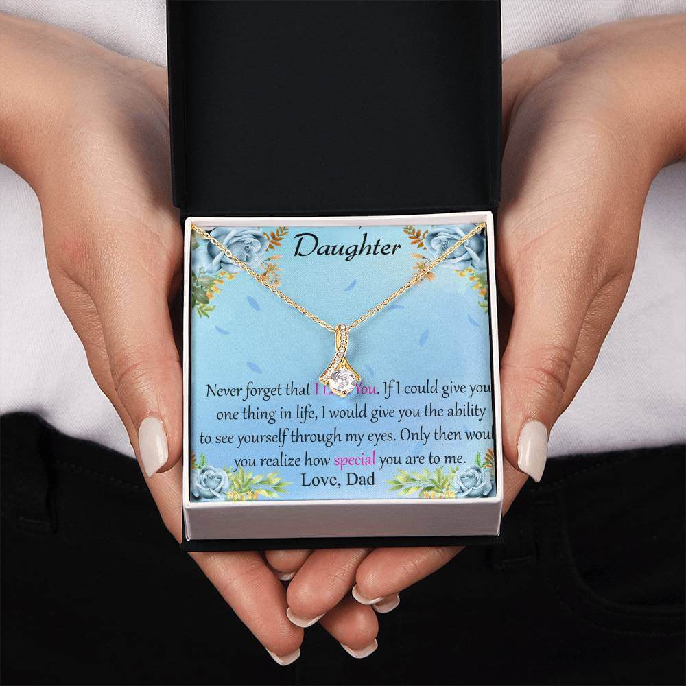 To My Daughter - Alluring Beauty Necklace (Yellow & White Gold Variants) with MC - A Timeless Gift of Love - PrittiJewelry