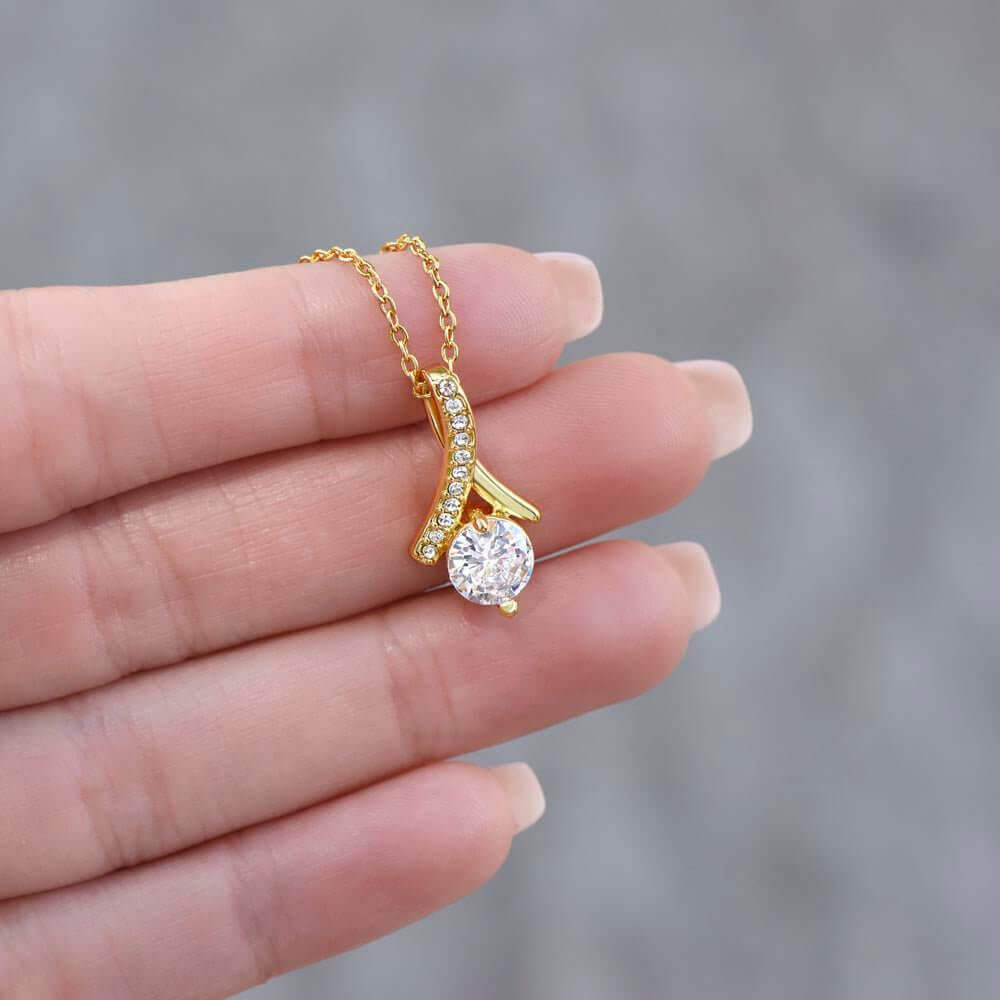 To My Daughter - Alluring Beauty Necklace (Yellow & White Gold Variants) with MC - A Timeless Gift of Love - PrittiJewelry