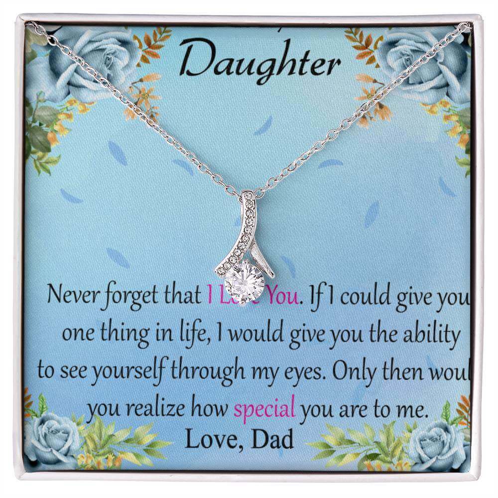 To My Daughter - Alluring Beauty Necklace (Yellow & White Gold Variants) with MC - A Timeless Gift of Love - PrittiJewelry