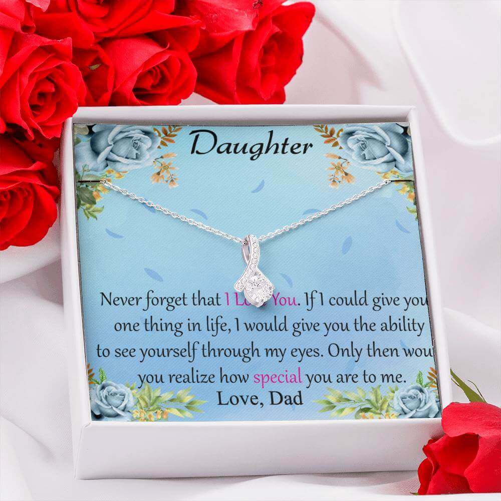 To My Daughter - Alluring Beauty Necklace (Yellow & White Gold Variants) with MC - A Timeless Gift of Love - PrittiJewelry