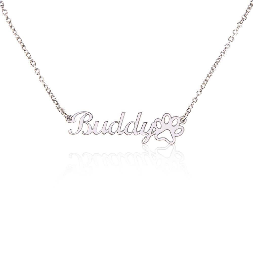 Personalized Name Necklace with Paw Print Pendant for Pet Lovers (No MC) - PrittiJewelry