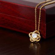 18K Gold Yellow  Finish Love Knot Necklace with Luxury Box