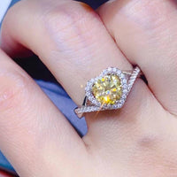 Load image into Gallery viewer, Yellow Moissanite Heart Ring 1 Carat  925 Sterling Silver
