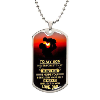 To My Son Dog Tag Necklace | Meaningful Gift for Sons