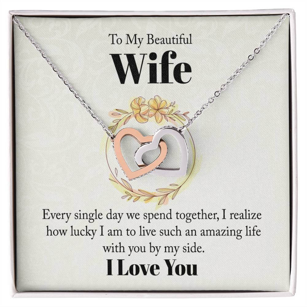 To My Wife - Interlocking Hearts Necklace