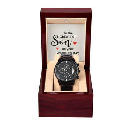 Elegant Wedding Gift for Son - Black Chronograph Watch