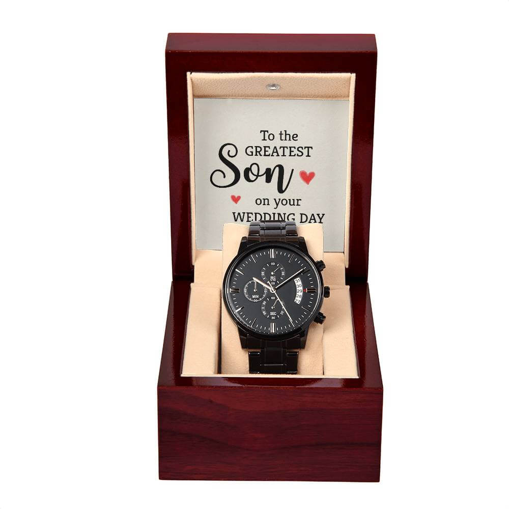 Elegant Wedding Gift for Son - Black Chronograph Watch