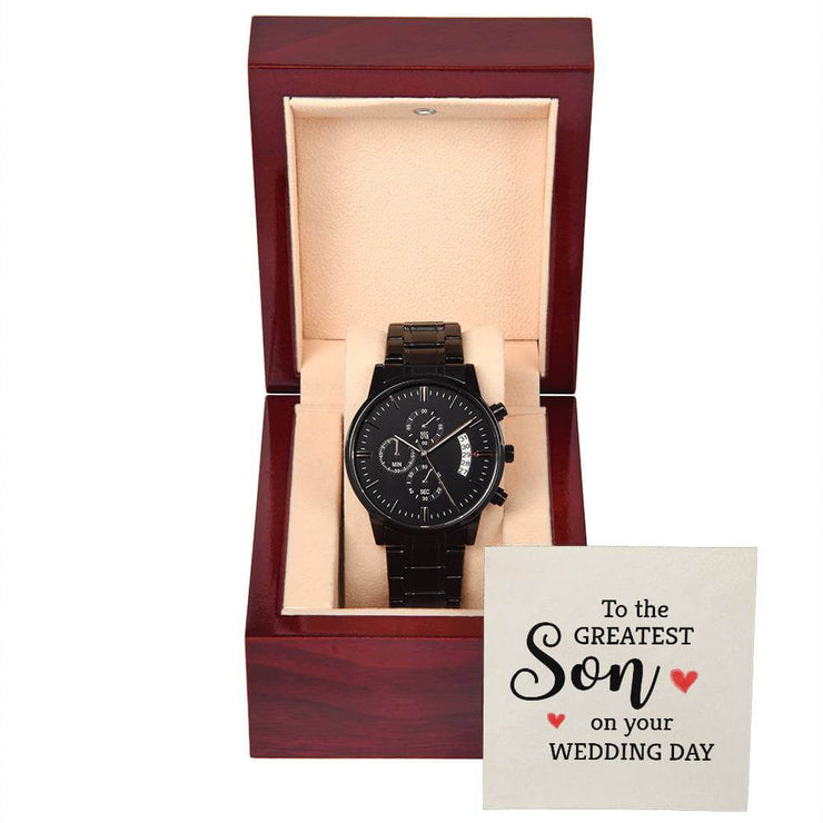 Elegant Wedding Gift for Son - Black Chronograph Watch