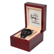 Elegant Wedding Gift for Son - Black Chronograph Watch