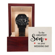 Elegant Wedding Gift for Son - Black Chronograph Watch