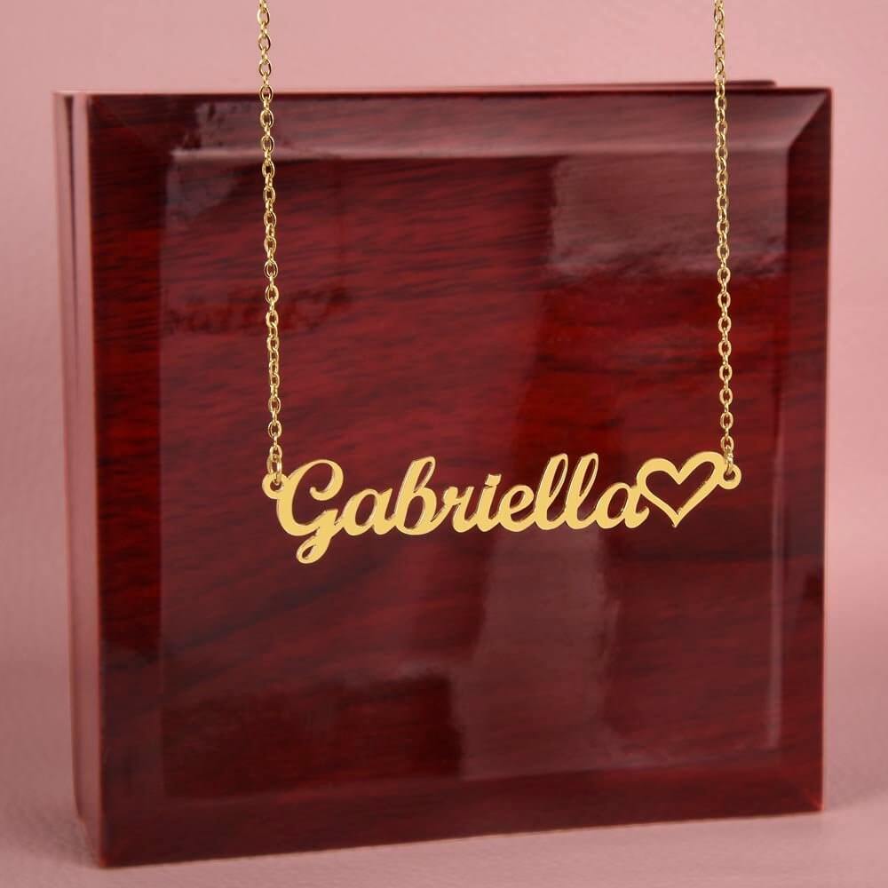 18k Gold Custom Heart Name Necklace w/Luxury Box - PrittiJewelry
