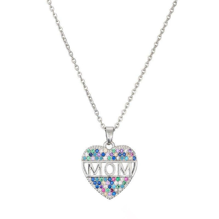 Peach Heart MOM Pendant Necklace