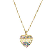 Peach Heart MOM Pendant Necklace