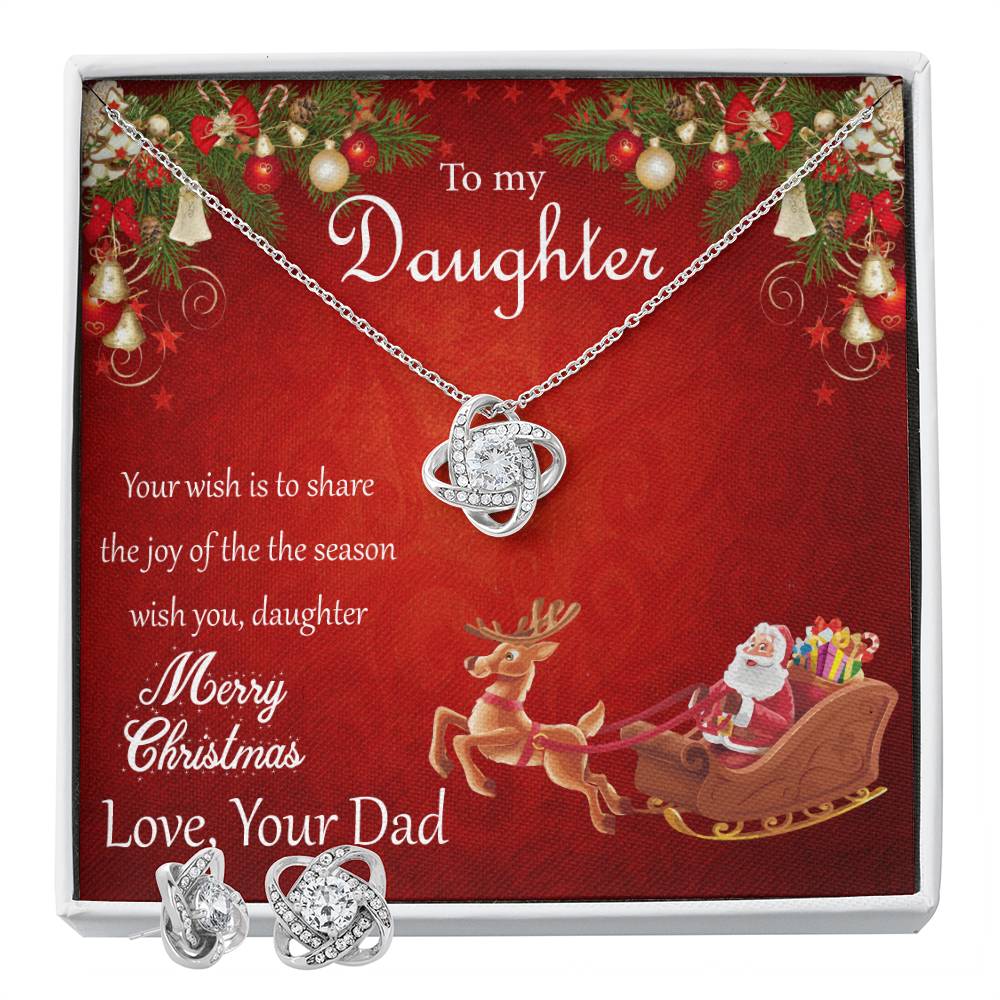To My Daughter - Love Knot Earring & Necklace Set - PrittiJewelry