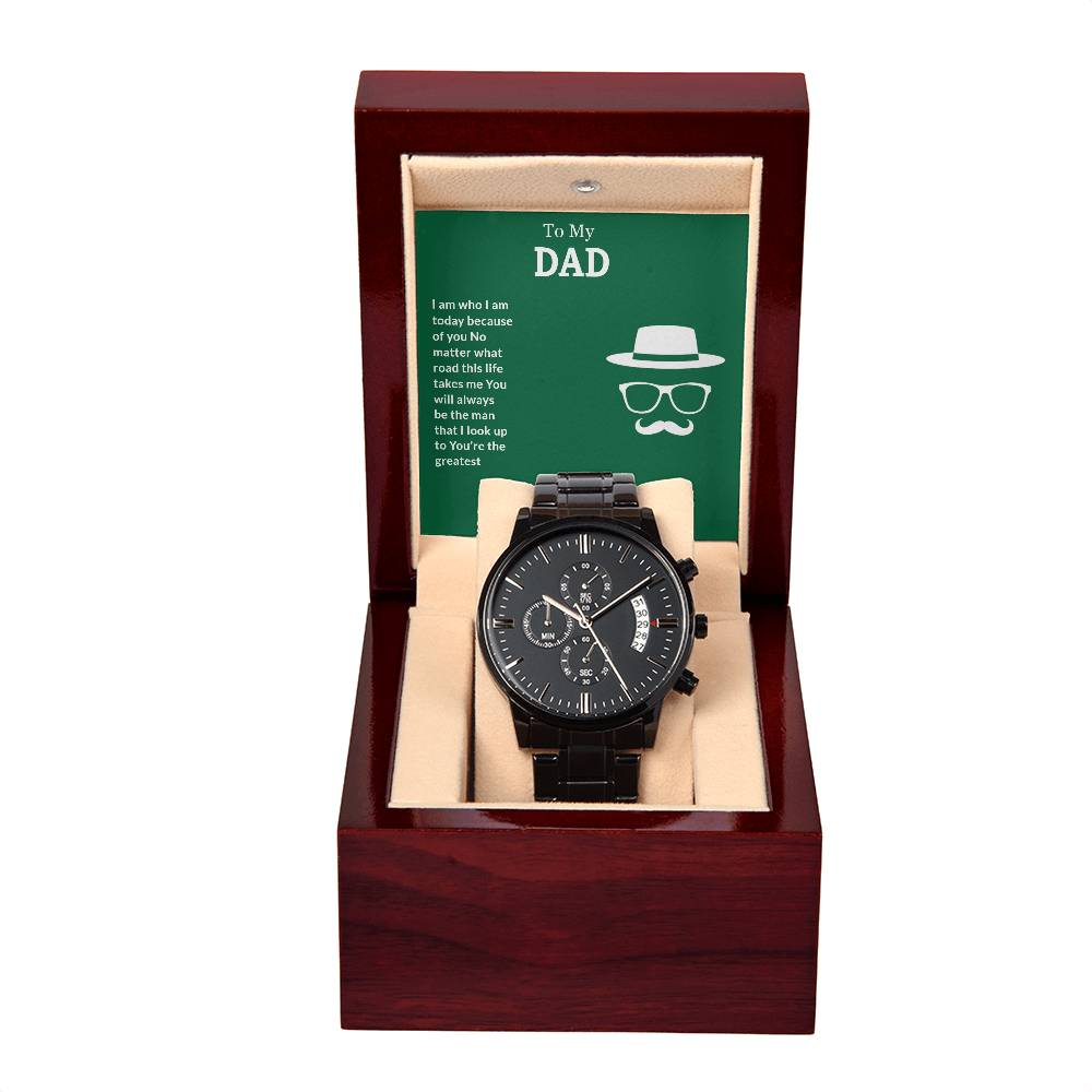 Black Chronograph Watch For Dad + MC (NO ENGRAVING) - PrittiJewelry