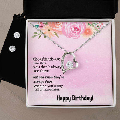 Friend Forever Necklace & CZ Earrings Gift Set