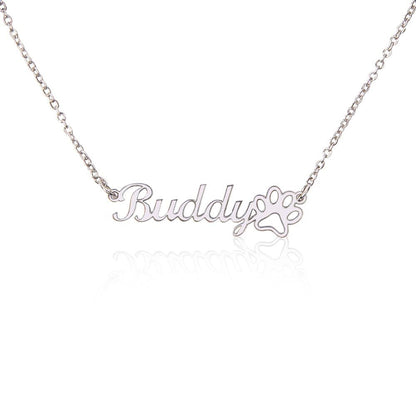 Personalized Name Necklace with Paw Print Pendant for Pet Lovers (No MC) - PrittiJewelry