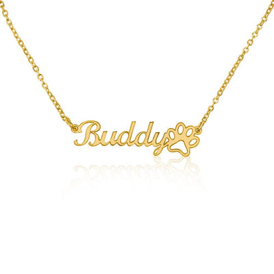 Personalized Name Necklace with Paw Print Pendant for Pet Lovers (No MC) - PrittiJewelry